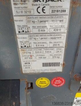 Etape de lucru foarfece Skyjack SJ III 3219 Elektro 7,79 m