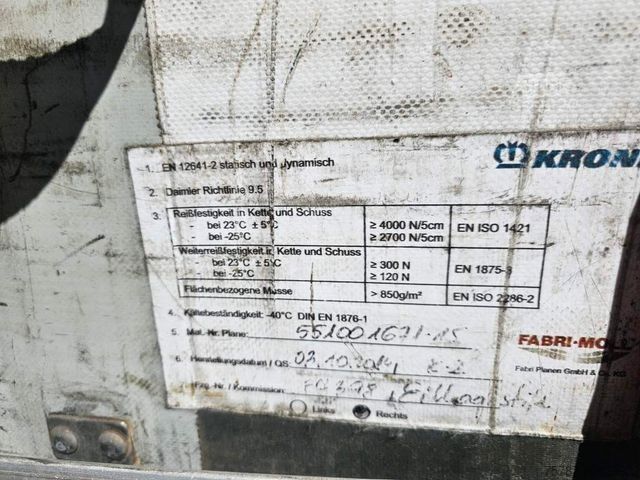 Otevřený návěs s plachtou KRONE Gardine Mega, Anti Eis Dach,2 Liftachse,Hubdach