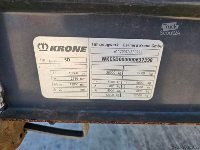 Otevřený návěs s plachtou KRONE Gardine Mega, Anti Eis Dach,2 Liftachse,Hubdach