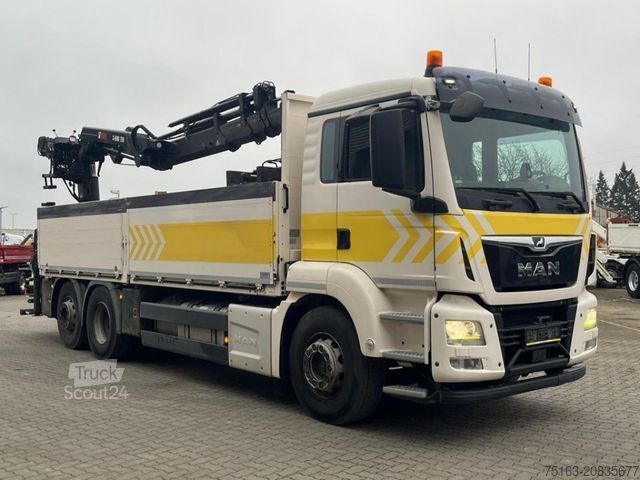 Ciężarówka z płaską platformą MAN TG-S 26.420 6x2 BL Pritsche Heckkran 4xhydr,Hiab
