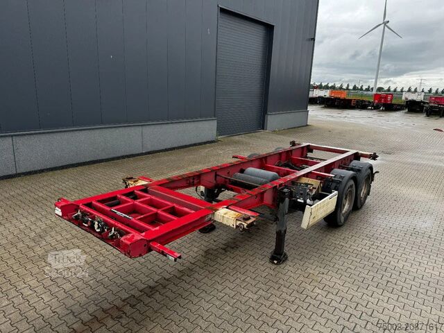 Transporte de contentores Krone 2-assig 20FT chassis, BPW + trommel, luchtverin...