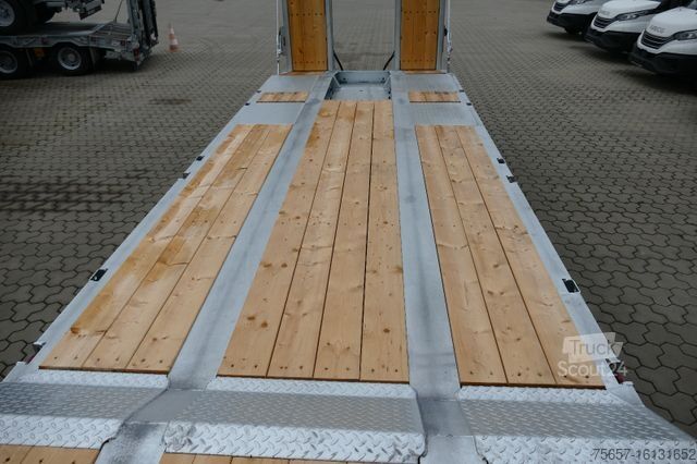 Lavtloader trailer MÜLLER-MITTELTAL T3 Tiefl., verz., Baggerstiel, hydr. Klapprampen