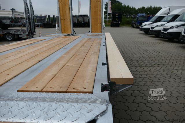 Dieplader oplegger MÜLLER-MITTELTAL T3 Tiefl., verz., Baggerstiel, hydr. Klapprampen