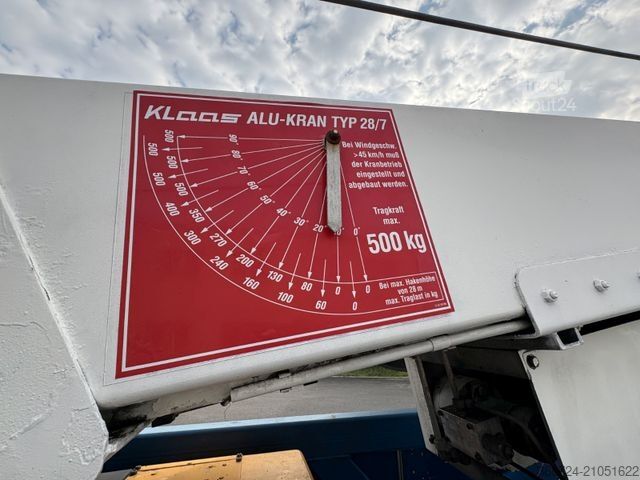 Camion équipé d'une grue DAF AE 45CE*Alu-kran Klaas 28/7*Dachdecker* Montage*