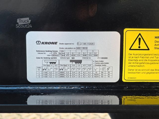 Swap body semitrailer KRONE SD / Liftachse / Teleskop / 11.908 - 13.403