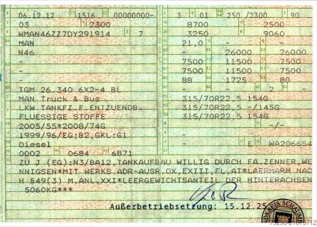 Tanker truck MAN TGX 26.340 6x2-4 BL