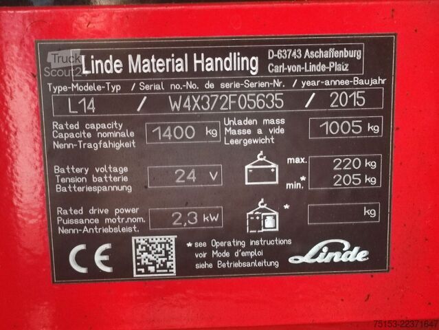 Sztaplarki paletowe Linde L14i-372