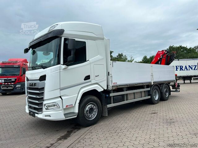 Macara montată pe camion DAF XF 480 Baustoffpritsche mit Fassi Ladekran F235