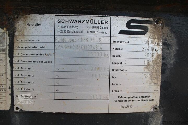 Naczepa wywrotka SCHWARZMÜLLER HKS 2/E-S1 Kippmulde 24 m³ Nr.: 814
