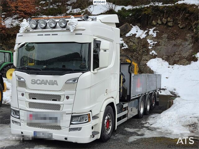 Vinç kamyonu Scania R500 8x4 flatbed truck with 23 t/m Palfinger crane