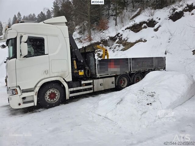 Vinç kamyonu Scania R500 8x4 flatbed truck with 23 t/m Palfinger crane