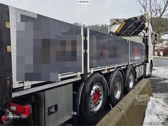 Vinç kamyonu Scania R500 8x4 flatbed truck with 23 t/m Palfinger crane