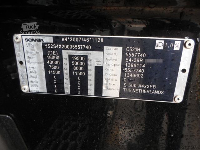 Yüksek hacimli çekici SCANIA S 500/ Low Deck