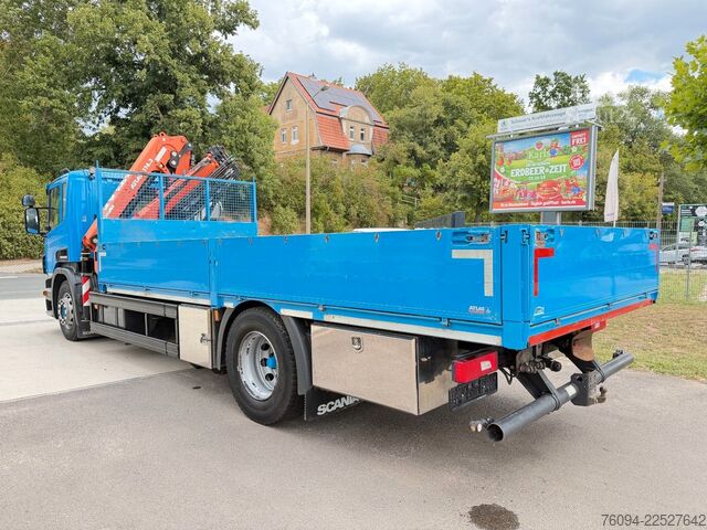 Grua montada em camião SCANIA P250 4x2 Pritsche KRAN 14m 5./6. Steuerkre FUNK