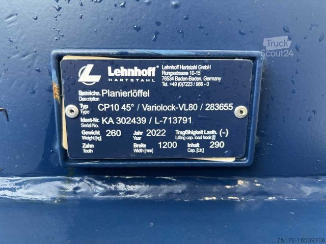 Andre Lehnhoff Planierlöffel CP 10 / MS08 1.200 mm NEU