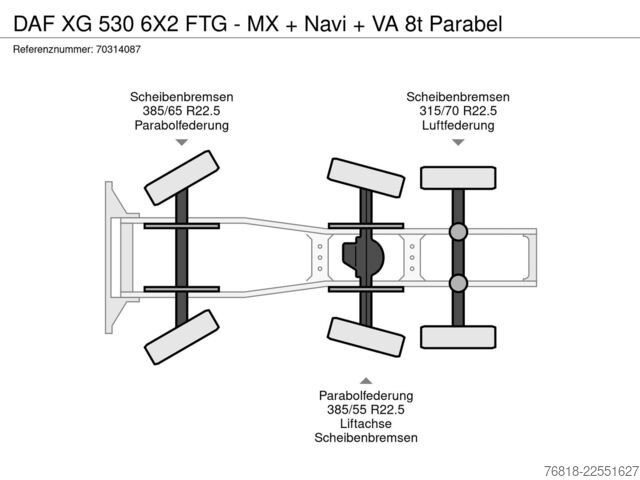 Standard SZM DAF XG 530 6X2 FTG - MX + Navi + VA 8t Parabel