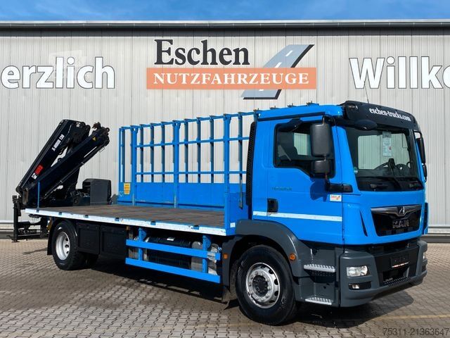 Lastbil med flak MAN TGM 18.290 | Hegla Glastransporter*HIAB 138E2*AC