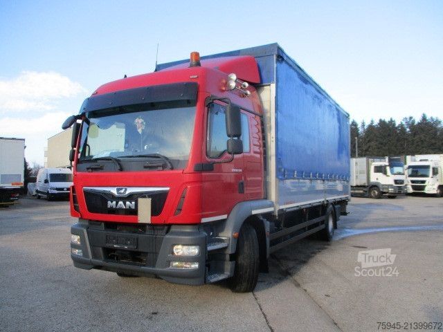 Autocarro con pianale e telone MAN TGM 18.320, LBW BÄR, TÜV bis 04/2027