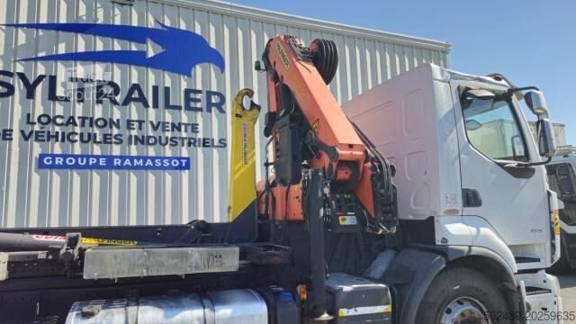 Tipper truck Renault Premium avec grue PALFINGER PK 18000