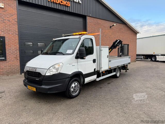 Φορτηγό πλατφόρμα με γερανό Iveco 50C14 Erdgas/CNG Hiab kran/crane Pritsche