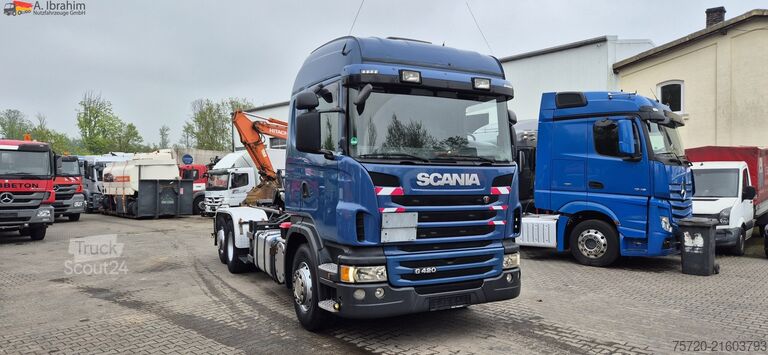 Autocarro ribaltabile Scania G 420 6x2 Abroller Lift-Lenkachse VDL Haken