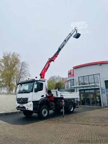 Three-sided tipper truck MERCEDES-BENZ Arocs 1835  4x4 Meiller Fassi F135 Kran Kipper