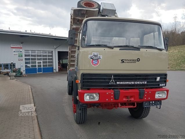 Üç taraflı damperli kamyon MAGIRUS DEUTZ 320D19 FA 4x4 Blatt Schalter 3-Seiten Kipper