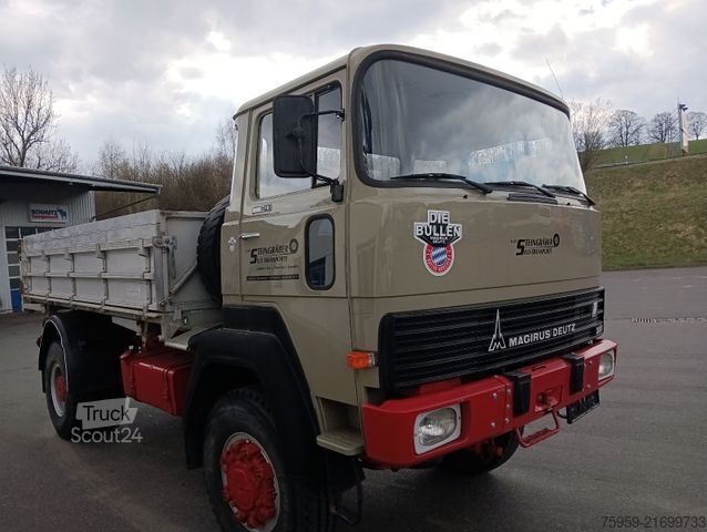 Üç taraflı damperli kamyon MAGIRUS DEUTZ 320D19 FA 4x4 Blatt Schalter 3-Seiten Kipper