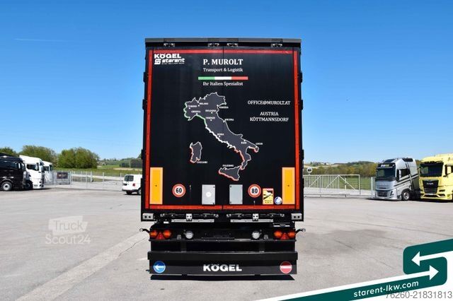 Nyitott ponyvás félpótkocsi KÖGEL Light 5.956kg, Hubdach, Liftachse, Palettenkaste