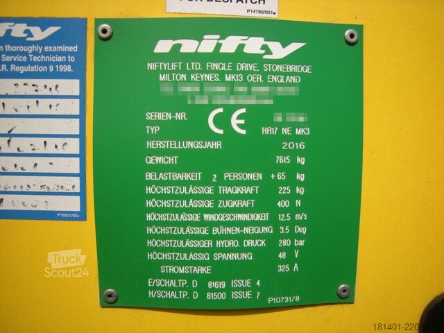 Bras articulé Niftylift Lift HR17 NE MK3 (ID3746)