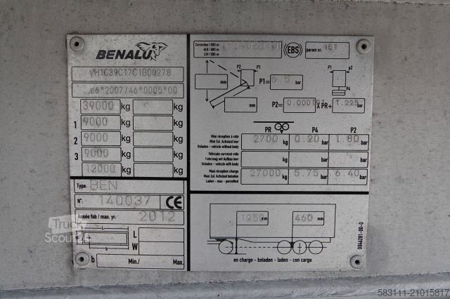 Tipper semitrailer BENALU WYWROTKA 27 m3 / ALUMINIOWA / HYDRAULICZNA KLAPA