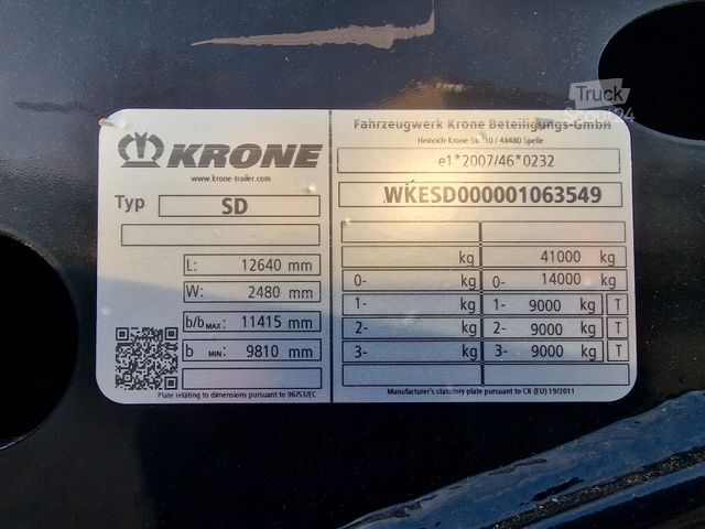Swap body semitrailer KRONE SD / Liftachse / Teleskop