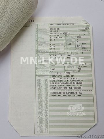 Trevägs tippbil IVECO 80E18 6 ZYLINDER TECTOR MEILLER KIPPER EUROCARGO