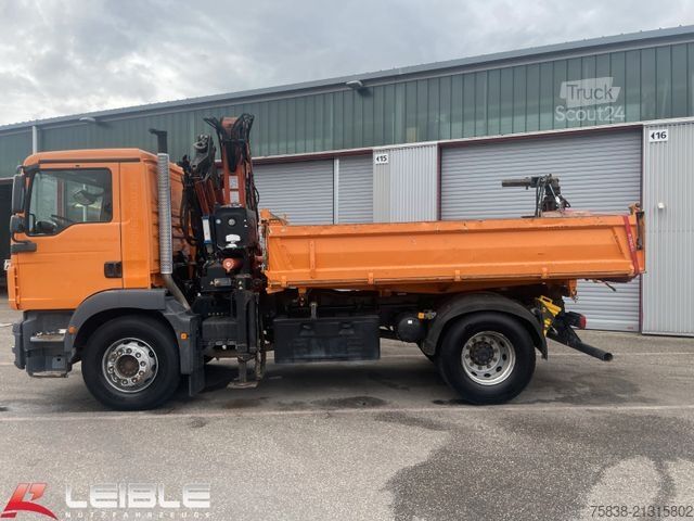 Camion basculante trilateral MAN TGM 18.330 4x2BB*Atlas Terex 120*Meiller Kipper*