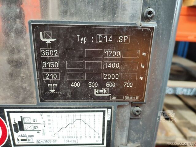 Empilhadores de paletes Linde D14SPi/133 (Standplattform-Doppelstock)