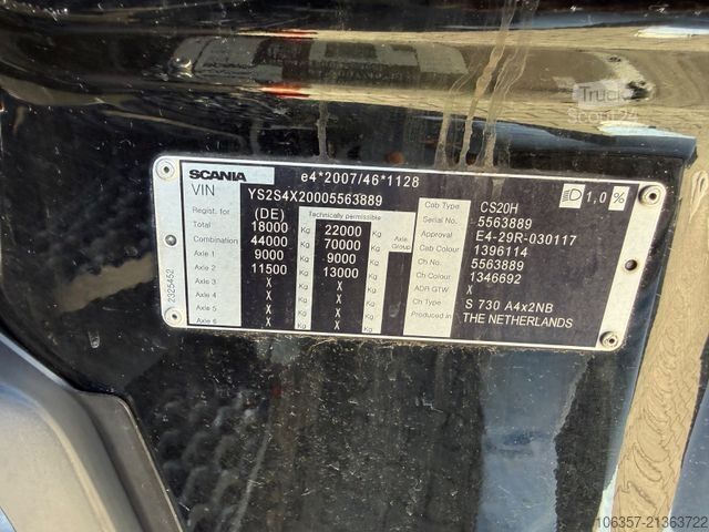 Tracteur routier standard SCANIA S730 Retarder Hydraulik Vollluftgefedert Euro6D