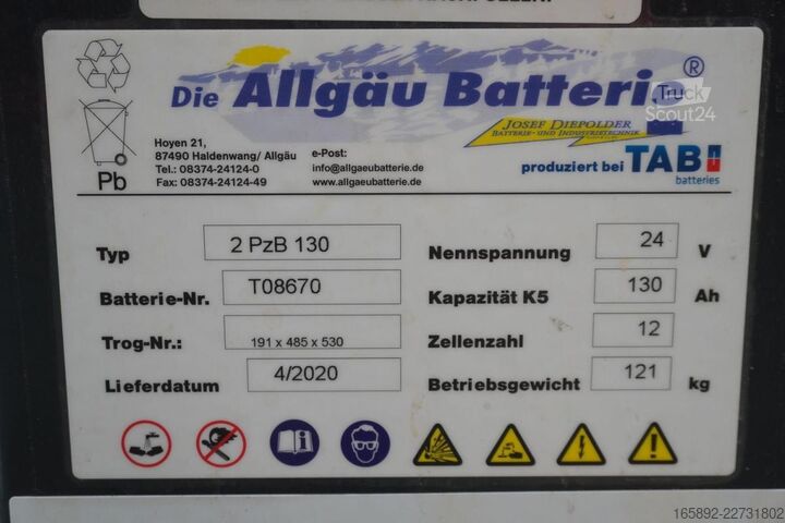 Heftruckaccu ALLGÄU BATTERIE 24 Volt 2 PzB 130 Ah