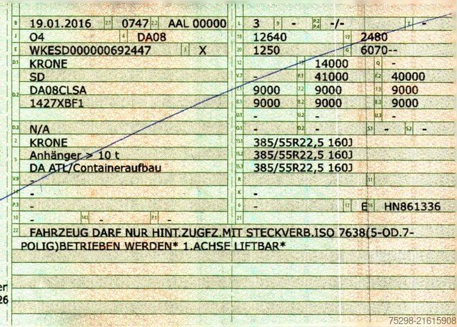Swap body semitrailer KRONE SD / Liftachse
