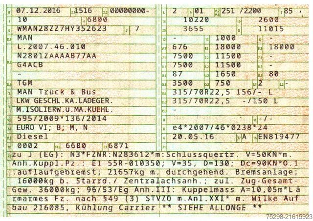 Refrigerated truck MAN TGM 18.340 4x2 LL / Ldbw / Carrier Supra 1250Mt