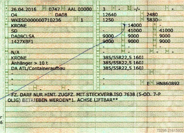 Swap body semitrailer KRONE SD / Liftachse