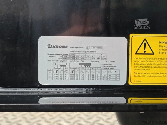 Swap body semitrailer KRONE SD / Liftachse / Teleskop / 11.908 - 13.403 mm