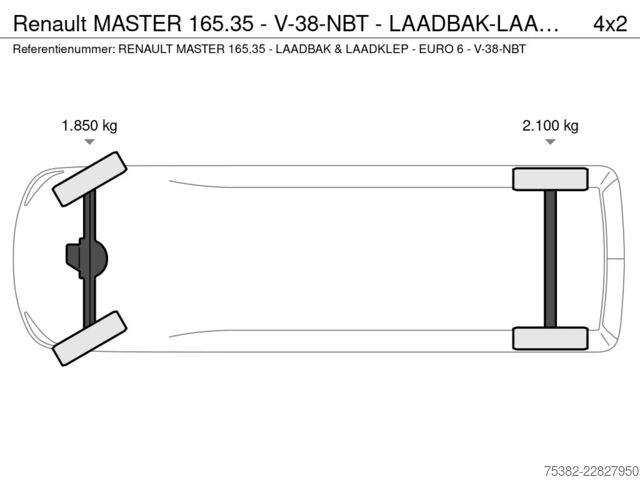 куфар Renault MASTER 165.35 - V-38-NBT -  LAADBAK-LAADKLEP - ...