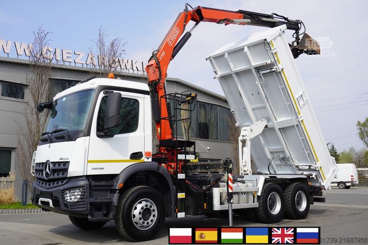 Basculantă trilaterală Mercedes-Benz Arocs 2636 / 6x4 / HDS Fassi / 3-Way Tip