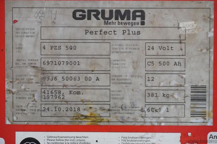 Batteria per carrello elevatore GRUMA 24 Volt 4 PzS 500 Ah