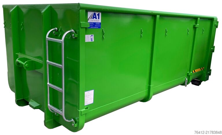 Conteneur à benne amovible A1 Container CITY-Normbehälter 13 m³ - Doppelflügeltür - RAL 6018 Gelbgrün