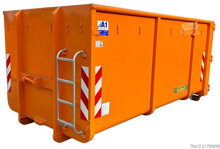 Conteneur à benne amovible A1 Container CITY-Normbehälter 13 m³ - Doppelflügeltür - RAL 2011 Tieforange