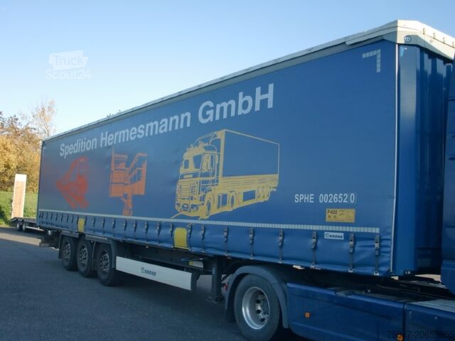 Pótkocsi platóval és ponyvával Krone SDP 27 Coil 8.600 bahnverladbar