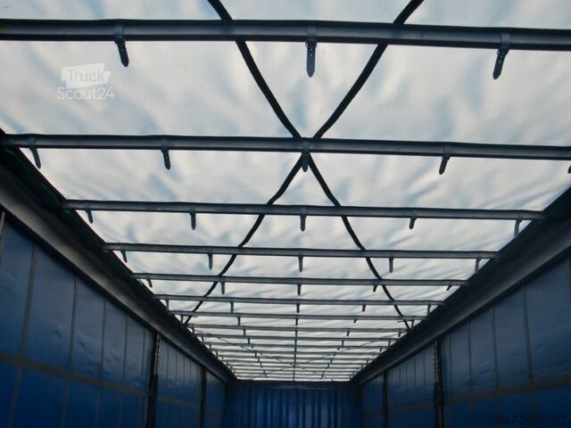 Pótkocsi platóval és ponyvával Krone SDP 27 Coil 8.600 bahnverladbar