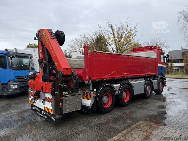 Kamyon üzerine monteli vinç Scania R580 V8 8X4 Kipper Kran Palfinger 22002
