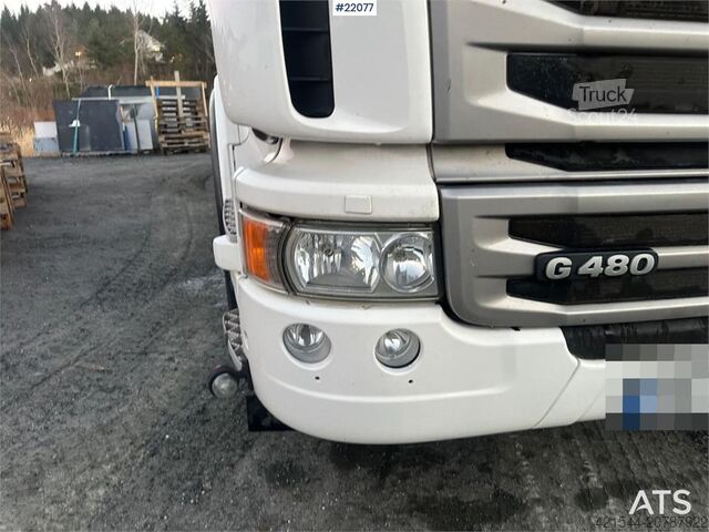 Box body Scania G480 6x2 box truck with full side opening.